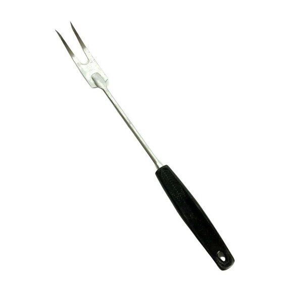 Vintage Foley Meat Carving Fork Chrome Plated Steel Nylon Black Handle USA - Picture 1 of 4